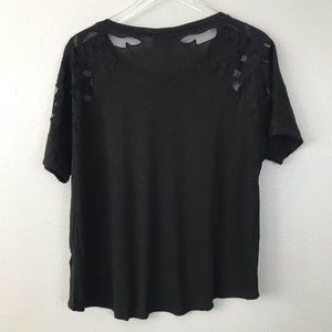 Yoana Baraschi Black Mesh embroidered Top